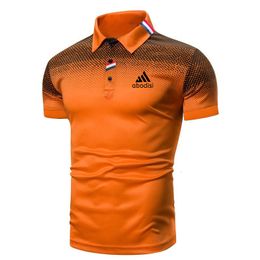 Polos masculinos verão masculino golfe polo camisa de manga curta casual moda aberta pescoço camisa de manga curta confortável respirável t-shirt 230724