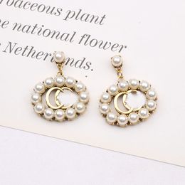 11 Style Stud 18K Gold Plated 925 Silver Luxury Brand Designers Letters Stud Geometric Famous Women Round Crystal Rhinestone Pearl Earring Wedding Party Jewerlry
