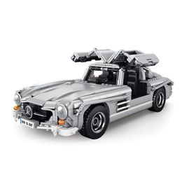 Action Toy Figures Creative Building Blocks Car Classic Retro Model 300SL Gull Wing Building Block Set Children's Gift Toys 230720