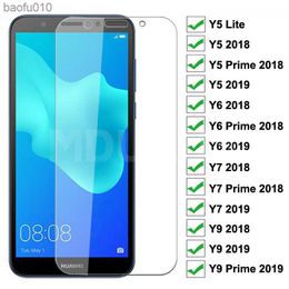 9H Tempered Glass For Huawei Y5 Lite Y5 Y6 Y7 Prime 2018 2019 Screen Protector Huawei Y9 2018 Prime 2019 Protective Glass L230619