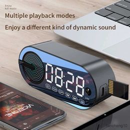 Portable Speakers Quiet Wireless Bluetooth Speaker Alarm Clock LED Mirror Digital Clock FM Large Display Living Room Office Decoration R230725