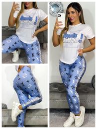 Designer Clothes for Women Casual Short Sleeve Printing Pink Blue Black White Trousers Women's Tracksuit Set