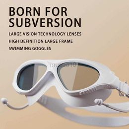 Goggles 2023 Big Frame Swimming Goggles Adults With Earplugs Swim Glasses For Men Women HD Anti-fog Goggles Sile Eyewear HKD230725
