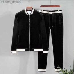 Men's Tracksuits Men's Tracksuits Gold Velvet Double-sided Sports Suit Men Trend Of Autumn And Winter Leisure Plus Thick Warm Clothing Z230725