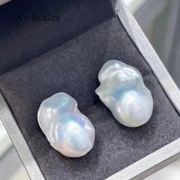 Stud Natural Fresh Water Irregular Aurora Bright White Baroque Pearl Earrings S925 Sterling Silver Earrings Women's Exquisite Gift 230725