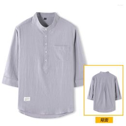 Men's Casual Shirts Pure Cotton Half-sleeved Round Collar Brand Men Shirt Fashion Breathable For Solid Mens
