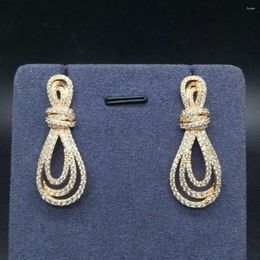 Dangle Earrings Luxury Cubic Zirconia Tie Kot Layered Unique Design Drop For Women Usa Saudi Dubai Style Autumn Accessories