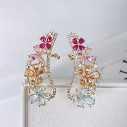 Dangle Chandelier SENYU Luxury Women's Crystal Angel Wing Earrings Cleaning Bag Cuff Earrings Bridal Jewelry Gold Rhodium Plate Climbing CZ Earrings 230725