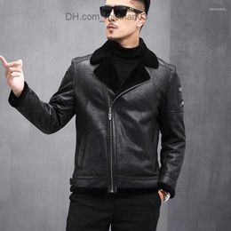 Men's Jackets Men's Jackets 2023 Men's Trendy Motorcycles Fur Leather Streetwear Luxury High Quality Shearling Fleece Liner Coat Winter Clothes Z230725