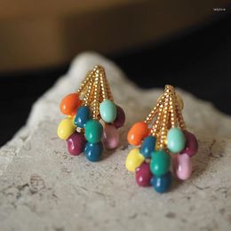 Stud Earrings 2023 Fashion Colourful Enamel For Women Korean Temperament Fine Earring Vintage Jewellery Sweet Girls Festival Gift