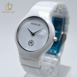 Women s Watches PETER LEE Ceramic For Women Fashion Simple Quartz Digital Designer Watch Wholesale Items Business 230725