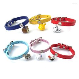 Dog Collars Leather Adjustable Cat Collar Cartoon Bell Necklace PU Puppy Personalised Pet Accessories