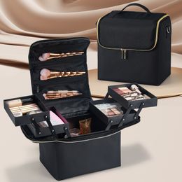 Large Makeup Case Nylon Make up Box Professional Nail Train Bag Carrying Cases Artist Travel 4 Tray Cosmetics Storage Handbag