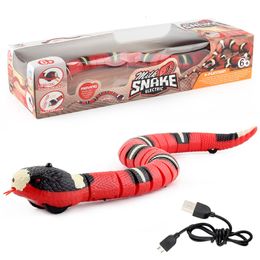 Electric/RC Animals Funny Electric Toy Snake Electric Induction Obstacle Avoidance Silver Ring Snake Unique Remote Control Snake Children's Toy 230724