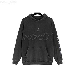 Men's Hoodies Sweatshirts Luxury Designer Mens Hoodie Button Letter Embroidery Long Sleeve Casual Sweater Fashion Brand Wash Pullover Crew Neck Top Black L230725