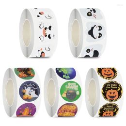 Gift Wrap 500Pcs/Roll Halloween Round Self Adhesive Paper Handmade Packaging Label Stickers Party Kids Favor