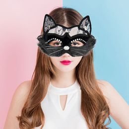 Women Luxury Sexy Black Lace Cat Eye Christmas Cat Mask Fancy Dress Accessories Venetian Masquerade Party Mask