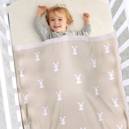 Blankets Swaddling Baby knitted cotton blanket children's stroller rabbit baby packaging super soft born crib bed sheet 230720