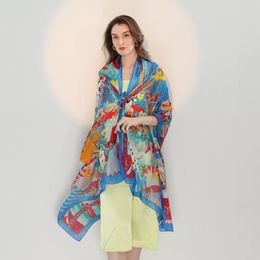 Scarves Red Women Long Silk Scarf Shawl Printed Female Spring Autumn Wraps Fashionable Casual All-match Cape