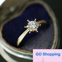 European and American Exquisite 14K Gold Ring Female Classical Full Zirconium Diamond Snowflake Forefinger Ring Light Luxury High Sense Hand Jewelry
