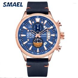 Wristwatches SMAEL Military Watch Chronograph Top Men Leather Sport Quartz Wristwatch Man Automatic Date Clock Relogio