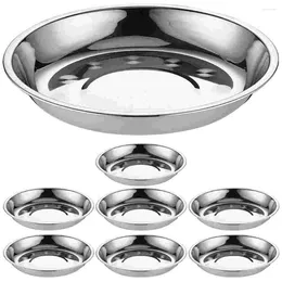 Dinnerware Sets 8 Pcs Korean Noodle Pot Round Tray Cake Plate Stainless Steel Steaming Circle Fruit Platter Serving