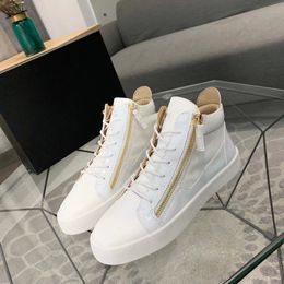 Luxury Designer High Top Kriss Sneakers Shoes Men Zip Fastening Sides Gold-Tone Hardware Suede & Leather Trainers Man Casual Walking Eu38-46 With Box Fashion 681