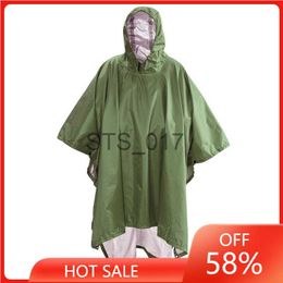 Raincoats Portable Multifunctional 3 In 1 Rain Coat Hiking Camping Raincoat Poncho Mat Awning Durable Outdoor Activity Rain Gear x0724