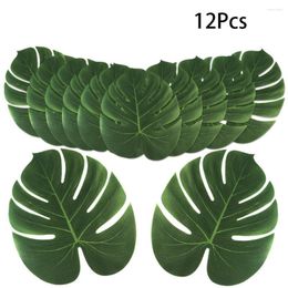 Decorative Flowers 12pcs Tropical Palm Leaves Artifici Leaf Decor Wedding Decoration Green Jungle Plant Hawaiian Luau Home Party