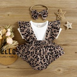 Clothing Sets Summer Born Infant Baby Girl Clothes Set Leopard Shorts Overalls Outfits Costumes 0-18 Months