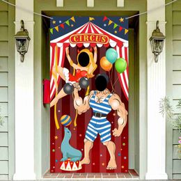 Background Material Carnival Circus Party Decoration Carnival Photo Door Banner Backdrop Props Photo Door Banner For Circus Game Supplies Background x0724