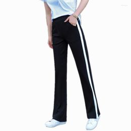 Women's Pants High Waist Flare Bell Bottom For Womens Loose Sports Stretch Trousers Side Striped Ladies Black 4Xl