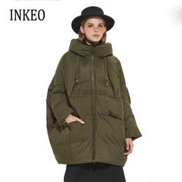 Women's Down Parkas Brand High Quality Winter Down Jackets Women Medium Long Loose Duck Down Coats Female Snow Overcoat Plus Size INKEO YO375 HKD230725