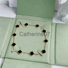 Pendant Necklaces Luxury designer pendant necklace jewelry four leaf clover necklace black green agate long 10 ten flower pendant mother of pearl Lady Va J230725