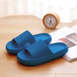 Thick sole slippers for women in summer indoor home bathroom shower couple sandals men height increase Designer Rubber Slides free shipping Blue