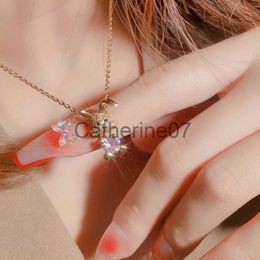 Pendant Necklaces Ocean 1pcs Korean Style Pink Kawaii Bear Heart Butterfly Bunny Necklace Jewellery for Women Fashion Accessories Gift Free Shipping J230809