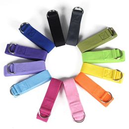 6FT Cotton Blended Polyester Yoga Stripes Six Colours Non-slip Exercise Yoga Straps With D-ring211E