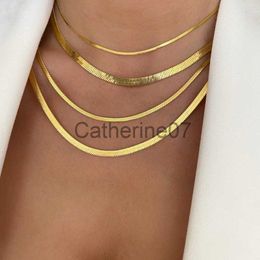 Pendant Necklaces Hot Fashion Unisex Snake Chain Women Necklace Choker Stainless Steel Herringbone Gold Colour Chain Necklace For Women Jewellery J230725