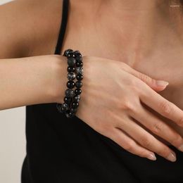 Charm Bracelets 8/10 MM Beads Bracelet Natural Stone Stretch For Women Men Mix Lava Snowflake Beaded Yoga Jewelry