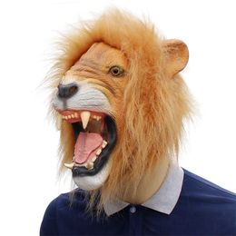 Latex Lion Mask Adult Full Face 3D Animal Masks Halloween Masquerade Birthday Party Mask Carnival Cosplay Costume Props Gift