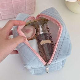 Large Capacity Pink White Blue Plush Makeup Bag Pencil Case Cute Student Storage Bag Soft Multifunctional Cosmetic Bag Organiser