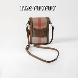 Evening Bags Women s Shoulder Bag Fashion Canvas Small Cross Leather Square Striped Plaid Messenger 230724