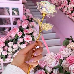 Dried Flowers 5-10PCS Rose Gold Crystal Artificial Rose Flower The Best Gift for Christmas Wedding Anniversary Mother's Day Valentine's Day R230725