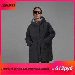 Women's Down Parkas LEPLUSS Hooded medium-length down jacket women loose winter small people in the long section of the jacket HKD230725