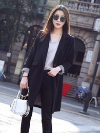 Women's Suits Spring And Autumn Mid-Length Casual Suit Top Black Jacket