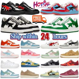 2023 Sta Casual Shoes Sk8 Low Men Women Color Block Shark Black White Pastel Green Blue Suede Mens Womens Trainers Outdoor Sports Sneakers Walking Jogging Size