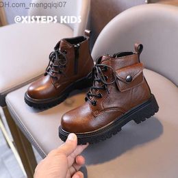 Sneakers Cute Girl Ankle Length Fashion Boots for Children Black Brown Autumn Winter Ankle Boots Z230725