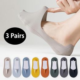 Men's Socks 3 Pairs Mens Breathable Boat Sock Summer Ultra-thin No Show Ice Silk Silicone Non-slip Bottom Absorb Sweat Sport