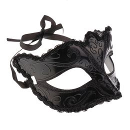 1Pc Halloween Cosplay Sexy Eye Mask Black White Lace Venetian Masquerade Tiara Sexy Women Men Fancy Dress for Carnival Party