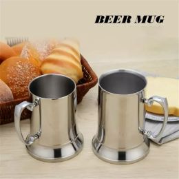 16oz Double Wall Stainless Steel Tankard Double Wall Beer Mug Cocktail Breakfast Tea Milk Mugs With Handgrip Coffee Cup Bar Tools LL